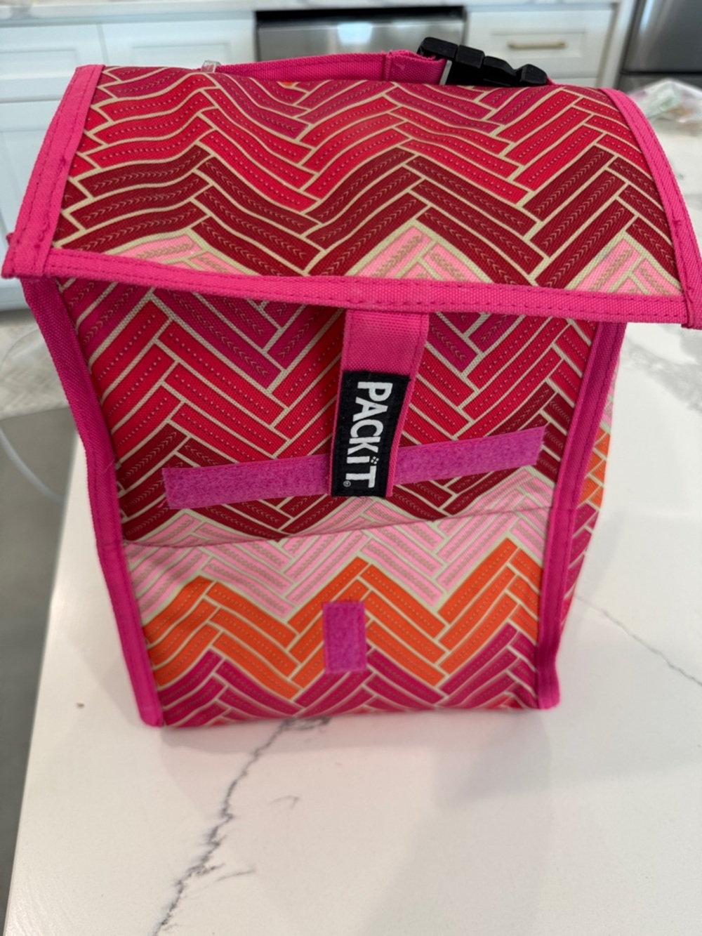 PackIt Insulated Lunch Box Cooler - Pink Chevron